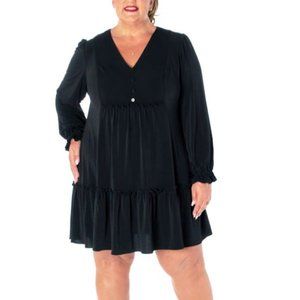 Empire waist black dress with ruffle